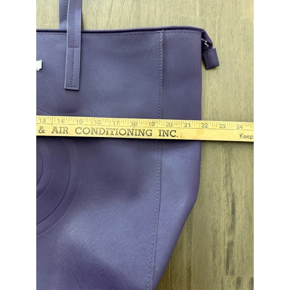 Monat Purple Saffiano Faux Leather Large Zip Top Tote Bag Women Shoulder Bag